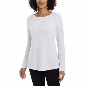 Mario Serrani Women's XXL Textured Long Sleeve  Knit Top Light Gray n1199